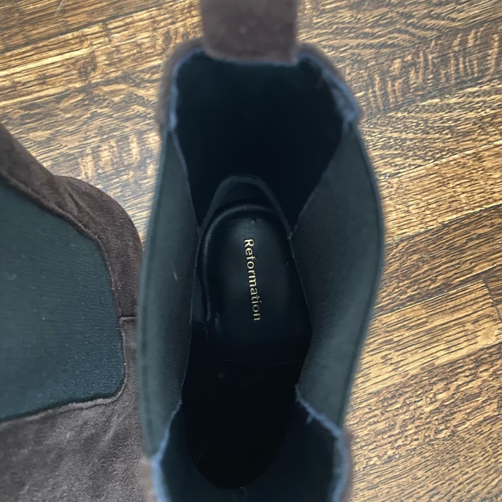 Suede Kitten Heel Ankle Boots - Dark Brown - Picture 7 of 10